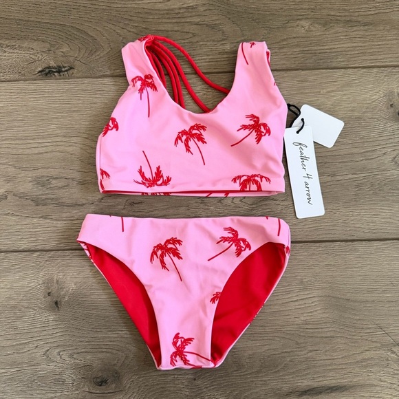 Feather 4 Arrow Other - Feather 4 Arrow Pink Palm Tree Kids Swim Set Size 2T